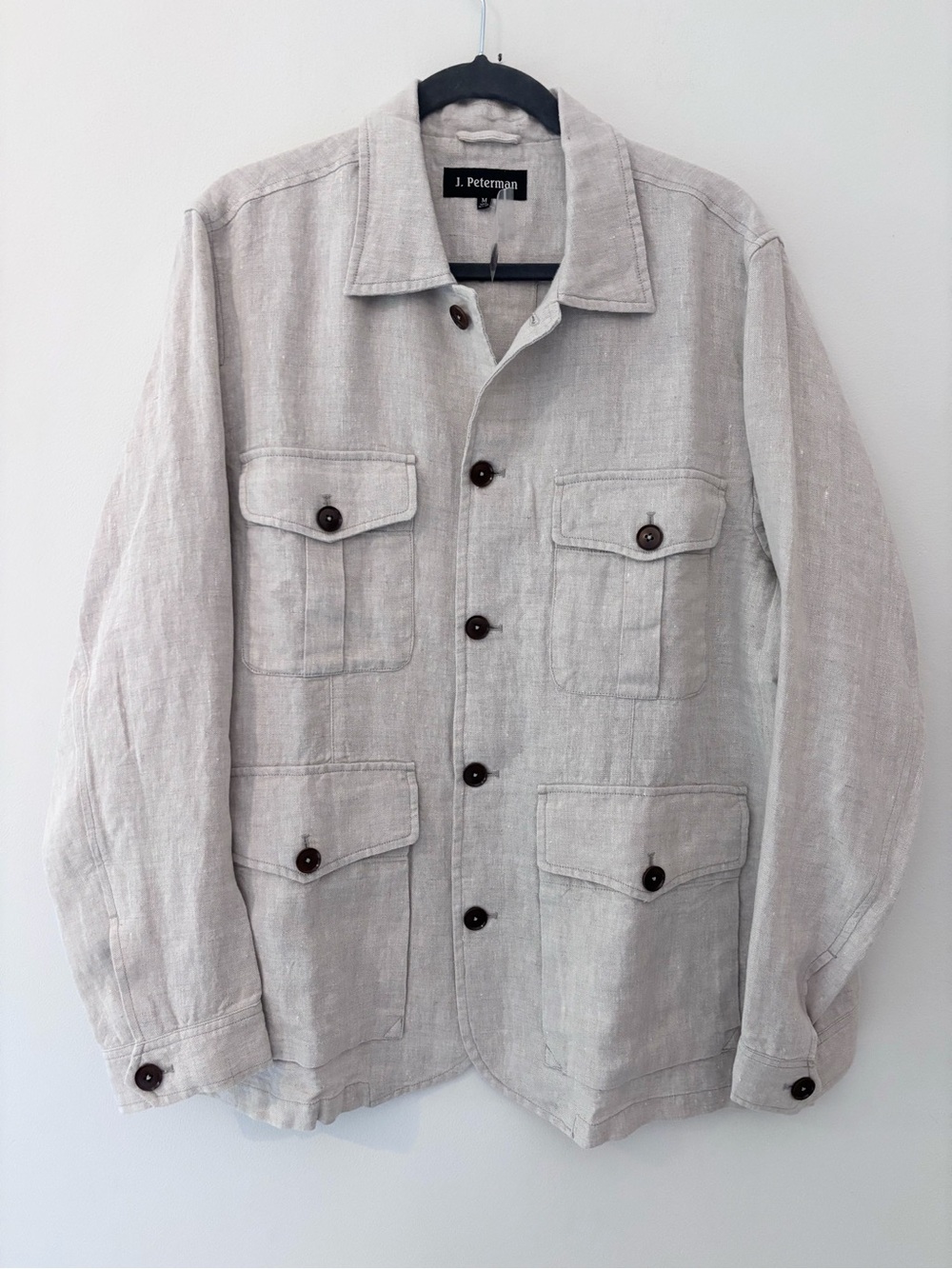 J. Peterman Men’s Linen Safari Jacket Size M NWT Beige Field Utility Shacket
